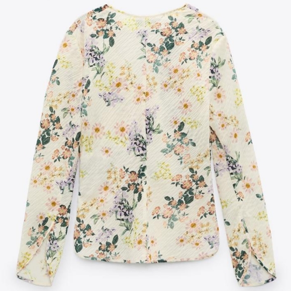 ZARA Sheer Floral Blouse Women's Top  Size S - Picture 2 of 5